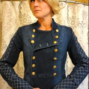 Mid-Length Double Row Button Retro Denim Jacket